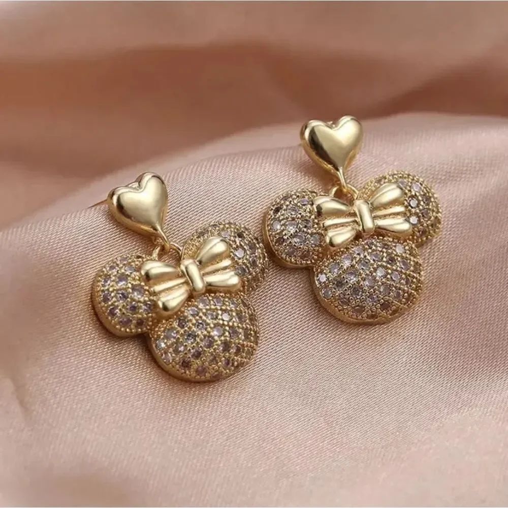 Minnie Mouse Disney Gold Heart Earrings